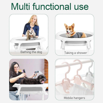 Pet Bath Tub Elevated Stand for Cats and Puppies Portable Bathing Tub for Pets
