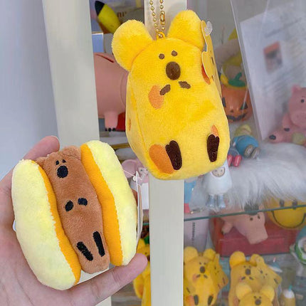Cute Cartoon Plush Cheese Dog Doll Keychain Hanging Ornaments Bag Decoration - Aimall