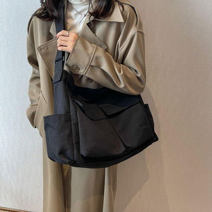 Vintage Tooling Style Large Capacity Canvas Shoulder Crossbody Bag Casual