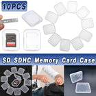 10pcs Transparent SD SDHC Memory Card Storage Box Flip Open Single Card Holder