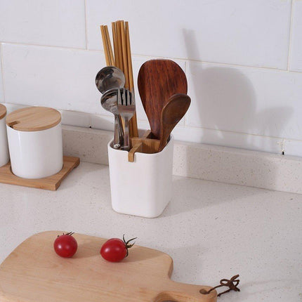 Bamboo Fiber Toothbrush Box Bathroom Organizer Desktop Storage Box Pen Holder