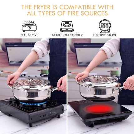 304 Stainless Steel Japanese Tempura Household Oil Saving Frying Fryer Nonstick