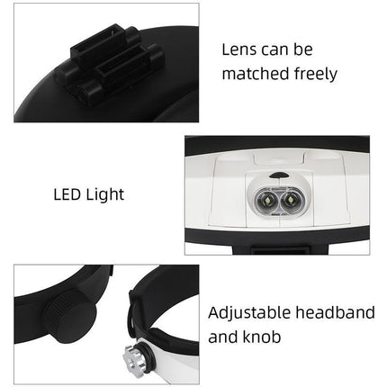 Headband Headset Head LED Lamp Light Jeweler Magnifier Magnifying Glass Loupe - Aimall