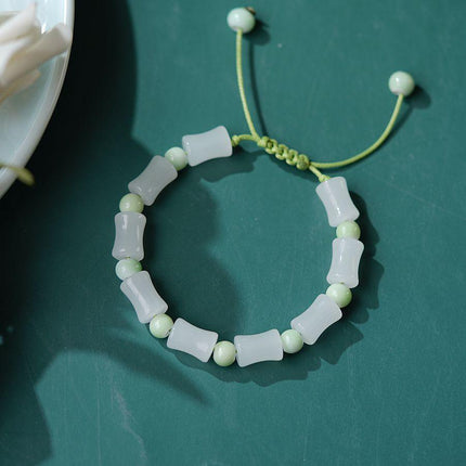Bamboo Shape Stone Beaded Bracelet Adjustable Hand Rope Natural Stone Fashion - Aimall