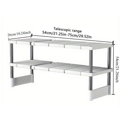 Expandable Kitchen Shelf Cabinet Organizer Tiered Storage Rack for Home Use
