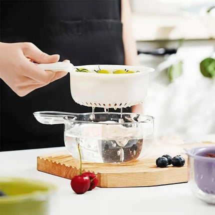 2in1 Double Layer Duckbill Draining Basket Water Vegetable Fruit Washing Basket
