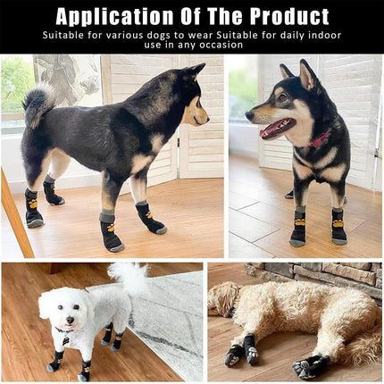 4pcs Christmas Pet Dog Socks Anti-Slip Warm Knit Socks for Small Medium Dog Cat