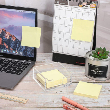 4 Inch Sticky Note Holder Clear Sticky Note Box Home Office Hotel Organization