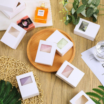 50X Soap Packaging Boxes Paper Box Kraft Window Rectangular