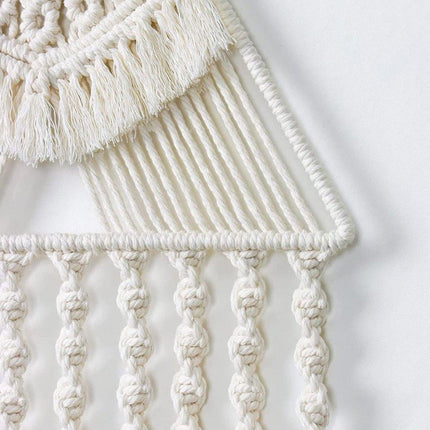 White Woven Tapestry Dreamcatcher Hanging Wall Decor Triangle Charm for Home