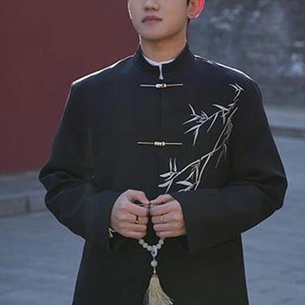 Chinese Tang Suit Jacket Mens Traditional Republic Style Mandarin Collar Coat