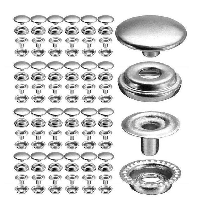 120Pcs 15Mm Stainless Steel Snap Fasteners Press Studs Cap Button Boat Marine Au - Aimall