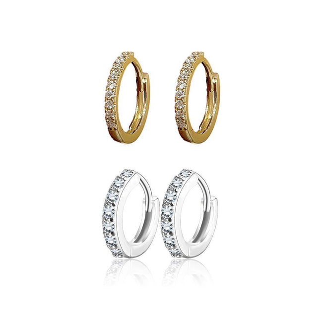 1 Pair Woman Hoops Stud Earring Gem Stone Diamond Ear Ring Piercing Jewellery - Aimall