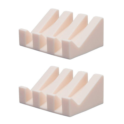 2PCS Silicone Soap Dish Holder Set Non-Slip Draining Soap Box Washable Pad Tray