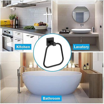 Towel Ring Rectangular Towel Rack Wall Mount Towel Hanging Ring for Bathroom