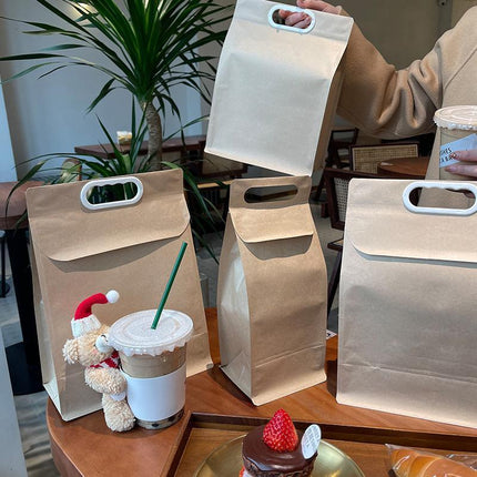 Kraft Paper Aluminum Foil Bags Tote Bags Milk Tea Takeaway Coffee Packaging Bags - Aimall