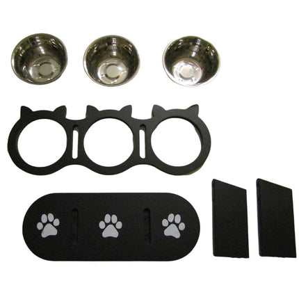 Adjustable 3pcs Pet Feeder Dog Food Bowl Rack Vertical Cat Feeding Station