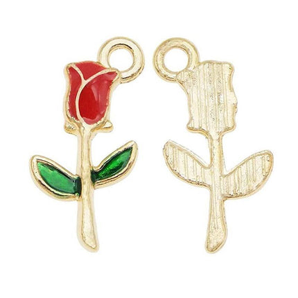 30PCS Assorted Gold Plated Enamel Flower Charms Pendant DIY For Jewelry Making - Aimall