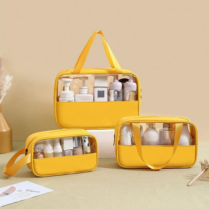 3pcs Large Capacity Waterproof Makeup Bag Set Translucent PU Travel Storage Bag