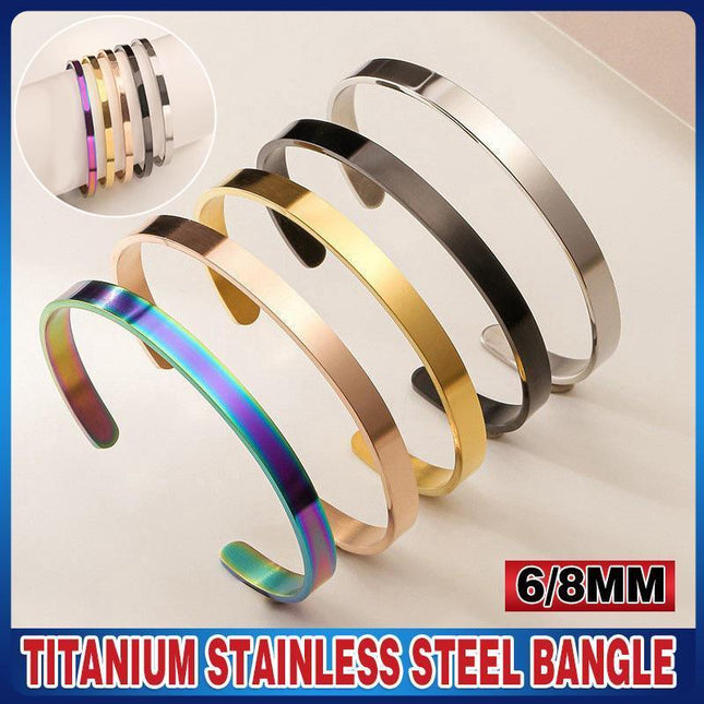 8MM Cuff Bracelet Stainless Steel Twisted Open Bangle Bracelet Men Women Jewlery - Aimall