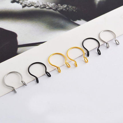 0.8MM High Quality Thin Septum Fake Nose Clip Ring Stud No Piercing 5Colours 0.8*8MM - Aimall