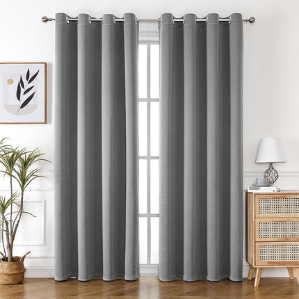 2pcs Semi Blackout Curtain Fabric Solid Colour Home Decor Drapes for Living Room
