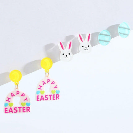 Easter Rabbit Egg Earrings Acrylic Jewellery Set Festive Accessories Women