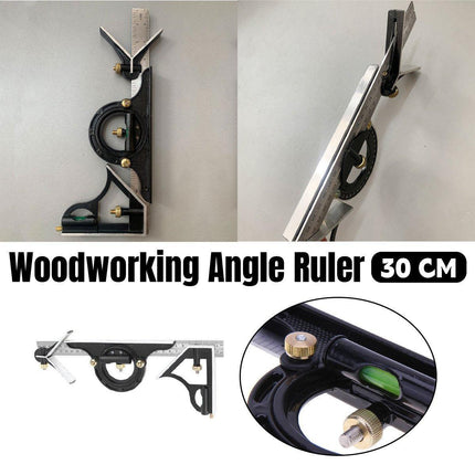 300MM Multifunctional Angle Ruler with 180 Degree Protractor Level Woodworking Tool