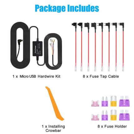 Retractable Dashcam Power Cord Video Streaming Media 24-Hour Car Parking Monitor