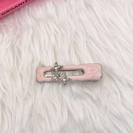 Simple and Cute Pink Metal Letter Hair Clip Accessory for Women and Girls