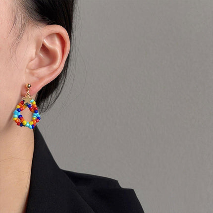 Chinese Style Colourful Beaded Earrings Fashion Accessories for Women Girls