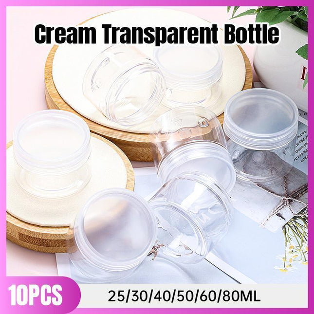 10pcs Transparent Wide Mouth Plastic Jars with Cap Skin Care Cream Containers