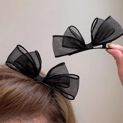 Sweet Mesh Bow Hairpin Hair Accessories Bang Clip Bowknot Hair Clips Girls Party - Aimall