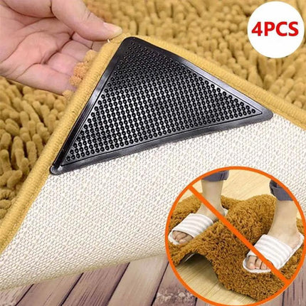 4/8/16PCS Carpet Mat Grippers Anti Slip Rubber Rug Sticker Skid Tape Reusable - Aimall