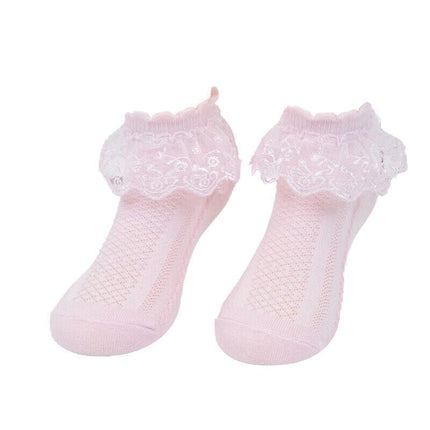 Girls Kids Lace Ruffle Ankle Short Socks Frilly Toddler Princess Socks 0-9 Yrad M Size - Aimall
