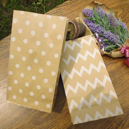 100PCS 4Styles Vintage Brown Kraft Paper Bags Food Bread Candy Favor Wedding Party Aimall