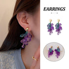 Sweet Purple Grape String Earrings Fruit Stud Earrings Cute Fashion Jewelry Gift