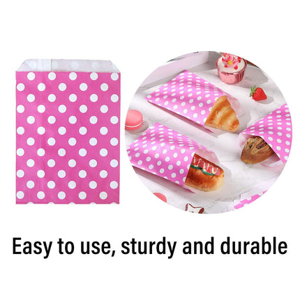 100pcs Colourful Polka Dot Paper Bags for Food Desserts Party Treats Packaging