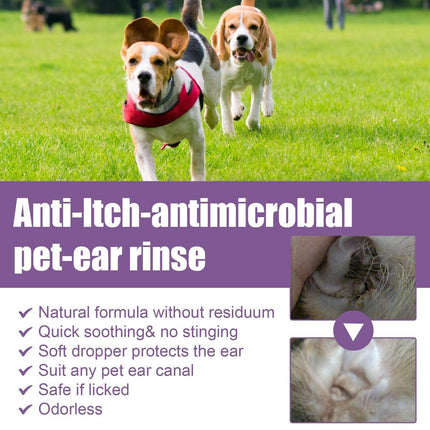 Pet Ear Cleaner Drops for Dogs and Cats Clears Earwax and Eliminates Odors