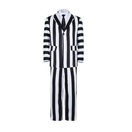 Archmage Cos Suit Beetle Sauce Michael Keaton Black And White Striped Suit Cosplay Halloween Suit