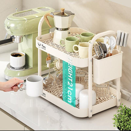 Double Layer Shelf Storage Rack for Water Cups Tea Cups Organizer Kitchen Rack