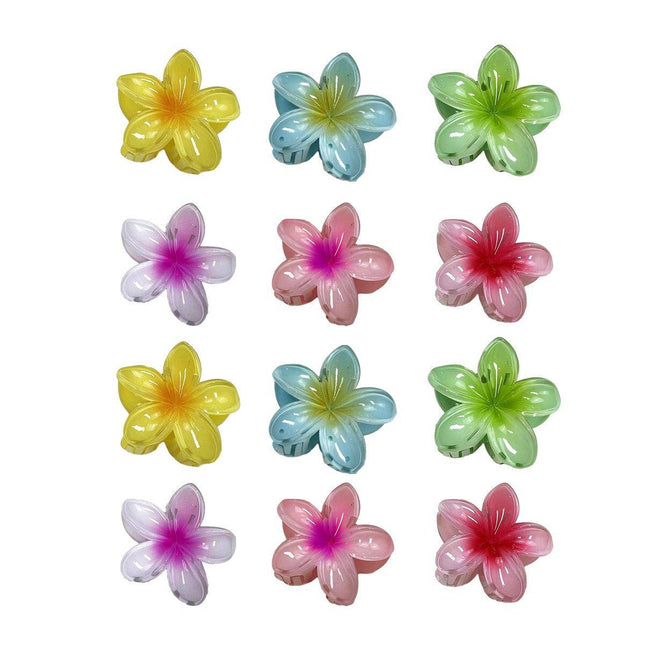 12pcs Gradient Candy Colour Flower Hair Clips Stylish Accessories for Women