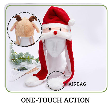 Christmas Plush Hat Pinch Air Bag Funny Ear Moves for Kids and Women Accessory
