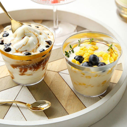 100pcs 9OZ Hot Gold Silver Plastic Wine Cup Western Food Cup Ice Cream