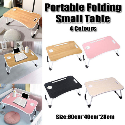 Laptop Bed Table Foldable Lap Standing Desk with Cup Slot for Indoor Picnic Tray