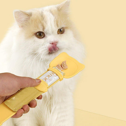 Cat Strip Scoop Squeezer Feeder Snack Spoon Easy Cat Feeding Treats