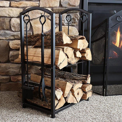 Firewood Storage Rack Heavy Duty Wood Stacking Holder for Camping Fireplace