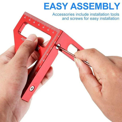 Aluminum Alloy Woodworking Metric Scribe Angle Triangle Ruler Line Gauge Tool