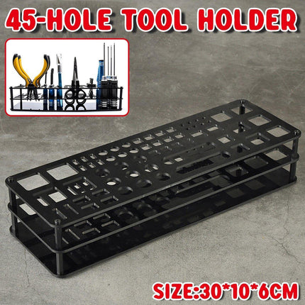 45-Hole Screwdriver Rack Acrylic Tool Stand Desk Tool Holder Work Bench Organizer