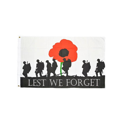 Large Lest We Forget Flag Heavy Duty ANZAC Day Poppy 90 X 150 CM - 3ft x 5ft - Aimall